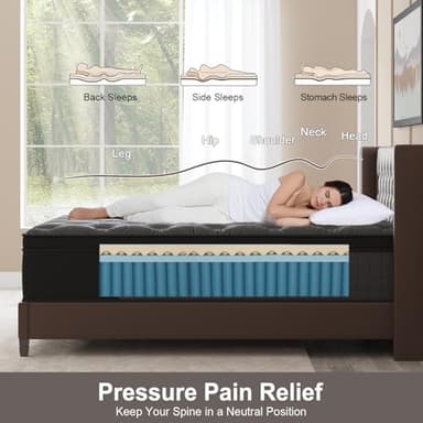 Duchessz Queen Mattress, 12 Inch Hybrid Mattresses Black with Gel Memory Foam and Individually Pocket Innerspring Euro Top Medium Firm for Motion Isolation, Edge Support - Image 7