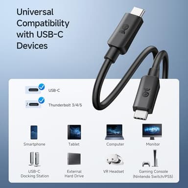 Cable Matters 20Gbps USB C to USB C Monitor Cable - 6ft / 1.8m, Supports Up to [8K@30Hz / 4K@120Hz Video, 240W Charging, 20Gbps Data Transfer], USBC Video Cable, Works with CarPlay, Android Auto - Image 5