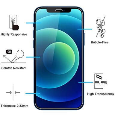 NEW'C 3 Pack Designed for iPhone 12,iPhone 12 Pro Screen Protector (6.1"), Enhanced Tempered Glass Protection, Case Friendly Bubble Free Ultra Resistant - Image 2