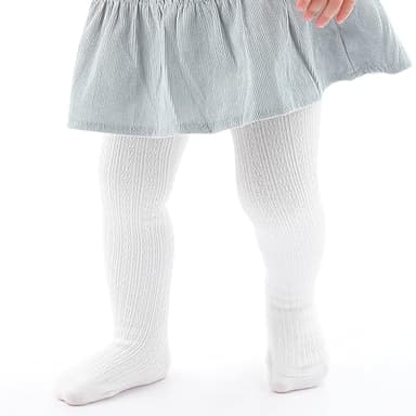 Mini angel Baby Tights 6-12 Months Cable Knit Tights 3 Pack Baby Leggings Seamless Cotton Stockings Pantyhose for Toddlers (Coffee+Khaki+Ivory, S) - Image 3