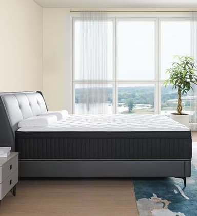 Huyamy Queen Mattresses,14 Inch Queen Size Mattresses in a Box,Memory Foam Hybrid White & Black Mattress with Provide Support and Improve Sleep,Pressure Relief,Medium Firm - Image 6