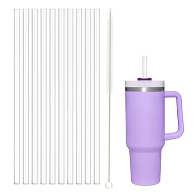 10 Pcs Replacement Straw for Stanley Cup 40 oz 30 oz 64 oz Tumbler, Dishwasher Safe Clear Reusable long Straws with Cleaning Brush for Stanley Adventure Tumbler Accessories - Image 1