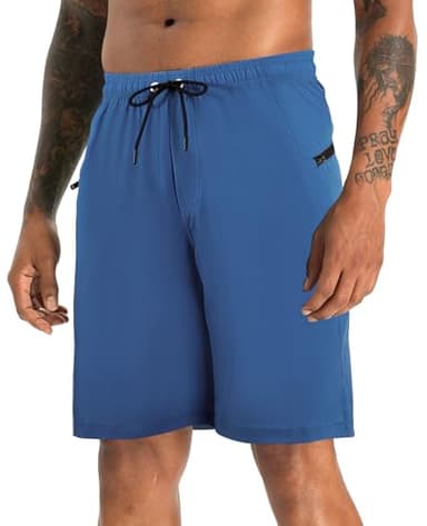 APTRO 2 in 1 Men's Swim Trunks 9" with Zipper Pockets Bathing Suit Built-in Board Shorts Swimwear Long Shorts Blue 2X - Image 2