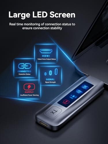 FIGEBNY Wireless HDMI Transmitter and Receiver 4K Larger LED Screen Display, Wireless HDMI Extender Sender HD 5G 165FT Streaming Media Video/Audio/File for PC/Laptop/Projector/TV Box/Camera Gray - Image 2