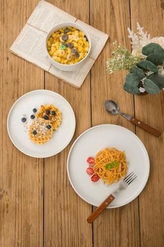 Famiware Star Plates and Bowls Sets, Modern Stoneware Dinnerware Sets for 8, 24-Piece Kitchen Dish Sets - Microwave and Dishwasher Safe, Chip and Scratch Resistant, Matte White - Image 5