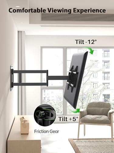 USX Mount Long Arm TV Wall Mount for Most 42-90 inch Television 40 Inch Extension Full Motion TV Mount，Wall Mount Bracket with Swivel and Tilt, Up to 150lbs Fits 16” 18” 20” 24” Stud VESA 800x400mm - Image 5