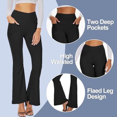 3 Packs Leggings with Pockets for Women, Soft High Waisted Tummy Control Workout Yoga Pants… - Image 2