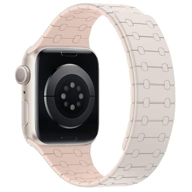 Amizee Magnetic Bands Compatible with Apple Watch Band 49/46/45/44/42/41/40/38mm Women Men, Sport Silicone Strap for iWatch Ultra 3/2/1 Series 11 10 9 8 7 6 5 4 SE3/2/1 (42/41/40/38, Starlight Pink) - Image 2