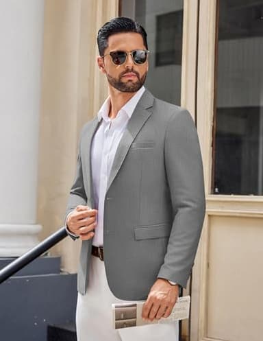 COOFANDY Casual Blazer for Men Regular Fit Sport Coats Lightweight Notch Lapel Suit Jacket Stretch Blazers Dark Grey - Image 3