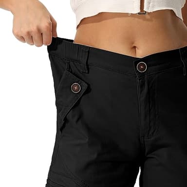 Raroauf Casual Pants for Women High Waisted Black Cargo Pants Lightweigh Baggy Stretchy Wide Leg Y2K Streetwear with 6 Pockets(US 18) - Image 7