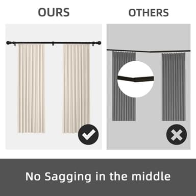 GXOACKJ Curtain Rods for windows 32-48 inch, 5/8 inch Decorative Curtain Rod Set, Matte Black Splicing Heavy Duty Metal Curtain Rod with Brackets - Image 7