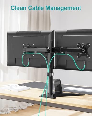 MOUNT PRO Dual Monitor Stand, Free-Standing Full Motion Monitor Desk Mount Fits 2 Screens up to 27 inches,17.6lbs with Height Adjustable, Swivel, Tilt, Rotation, VESA 75x75 100x100, Black - Image 9
