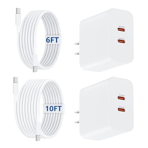 [6+10FT] iPhone 17 16 15 USB C Charger Fast Charging,40W Dual Port Fast Wall Charger Block with 6+10FT Long USB C Charging Cable Cord for iPhone 17/16/15 Pro Plus Pro Max, iPad Pro/Air, Samsung - Image 1