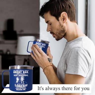 Fathers Day Dad Gifts from Daughter Son,Birthday Gifts for Dad,Stepdad,Father-in Law,Daddy - Gift for Men Papa Grandpa Uncle -14 oz Blue Tumbler Mug - Image 5