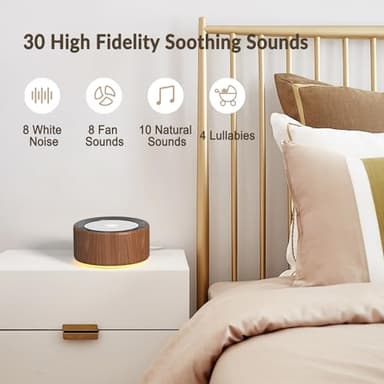 Nursery Lamp with Sound Machine, Mood Lighting, 7 Colors Night Light, 30 Soothing Sounds, White Noises for Baby, Adults. Timer, Plug in, Memory Function, Touch Control - Image 3
