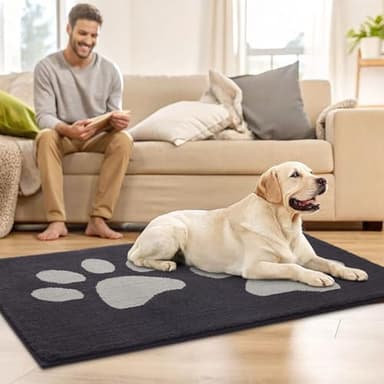 Buganda Dog Door Mat for Muddy Paws, Absorbent Dirt Trapper Washable Indoor Doormats, Non Slip Low-Profile Mud Mat for Dogs, Front Entrance Doormat for Inside Floor (30x20 Inches, Dark Grey) - Image 8