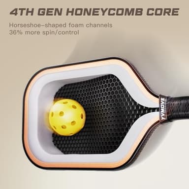 YVmove T800+3K Carbon Fiber Pickleball Paddles with 16mm V-Sonic IV Dynamic Core, Premium Pickle Ball Racket with Enhanced Control & Ultimate Spin, USAPA Approved - Image 3