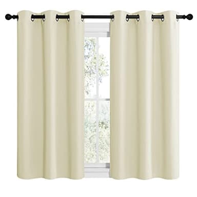 NICETOWN Kitchen Curtains for Decoration, Thermal Insulated Grommet Room Darkening Draperies/Panels for Laundry (Beige, 2 Panels, W42 x L48 inches) - Image 2