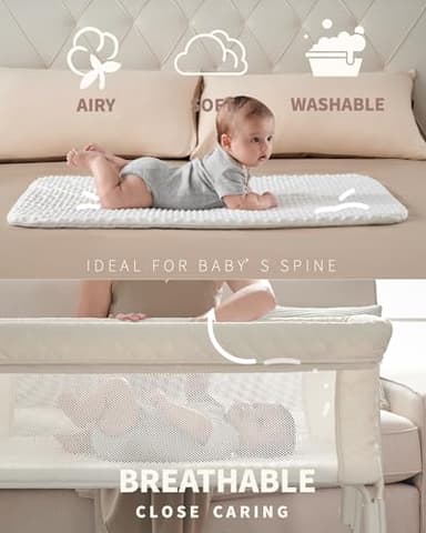AirClub Bassinet Bedside Sleeper, Baby Crib for Newborn, Baby Bassinets Bedside Sleeper with 4 Auto-Lock & Adjustable Height, Breathable Mesh & Mattress, Bedside Bassinet - Image 6