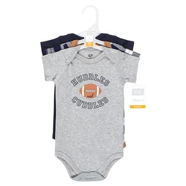Hudson Baby Unisex Baby Cotton Bodysuits, Football Huddles 3-Pack, Preemie - Image 2