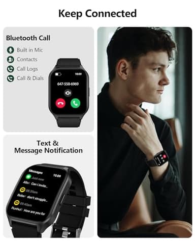 SOUYIE Smart Watch (Answer/Make Call), 2.06" Curved AMOLED Screen Smartwatch for Men Women, 100+ Sport Modes Fitness Tracker, Heart Rate Sleep SpO2 Monitor, IP68 Waterproof, Android and iOS Compatible - Image 4