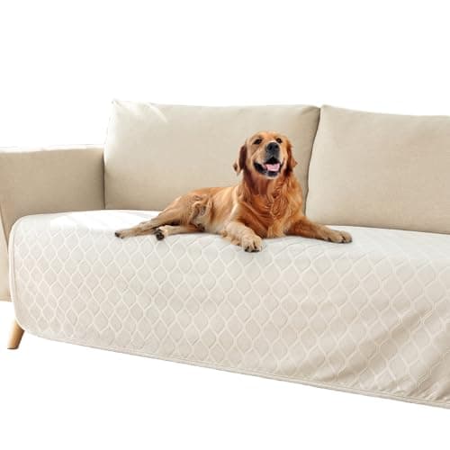 fuguitex Waterproof Dog Blanket Bed Cover Dog Crystal Velvet Moroccan Fuzzy Cozy Plush Pet Blanket Throw Blanket for Couch Sofa(30 * 70 inch, Cream+Grey) - Image 1