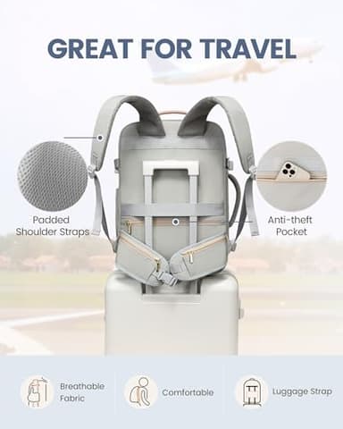 LOVEVOOK 40L Travel Backpack for Women Men with Waist Strap,Airline Approved Carry On Luggage Travel Essentials,TSA Carry On Backpack Personal Item Travel Bag Weekender Traveling with Packing Cubes - Image 5