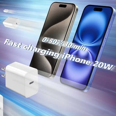 USB C Charger Block Dirsir for Apple Watch Series iPhone 17 16 15 Cube, iPad Chargers Box, iWatch Charge Brick, 20W Power Adapter Type C Fast Charging Plug 1-Pack White - Image 3