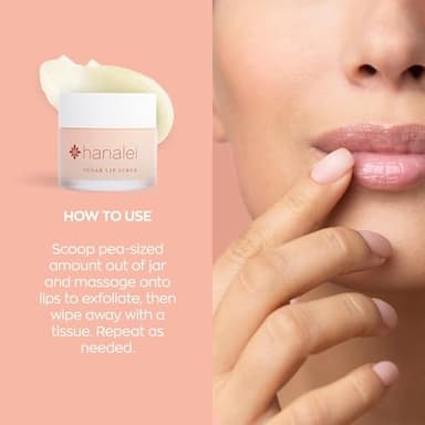 Hanalei Vegan Sugar Lip Scrub Exfoliator - Hawaiian Cane Sugar, Kukui Oil & Shea Butter for Smooth, Hydrated Lips - Natural, Cruelty-Free Lip Care, Removes Dry Skin, Moisturizes & Softens (22g) - Image 5