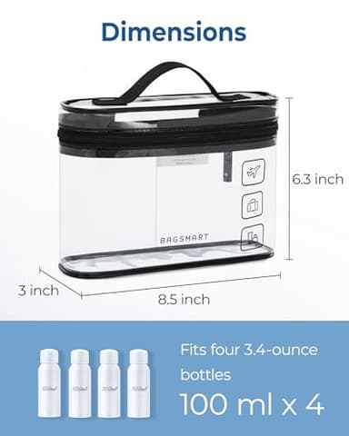 BAGSMART TSA Approved Toiletry Bag, 3 Pack Clear Makeup Cosmetic Bag Organizer, Quart Size Travel Bag for Toiletries, Carry-on Travel Accessories Essentials, Black-3pcs - Image 4