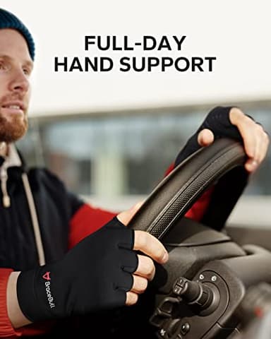 BraceBull Arthritis Gloves (1 Pair), Copper Infused Fingerless Compression Gloves for Relieve Muscle Pain, Carpal Tunnel, RSI, Rheumatoid, Tendonitis for Hands Pain for Women & Men (M, Black) - Image 5