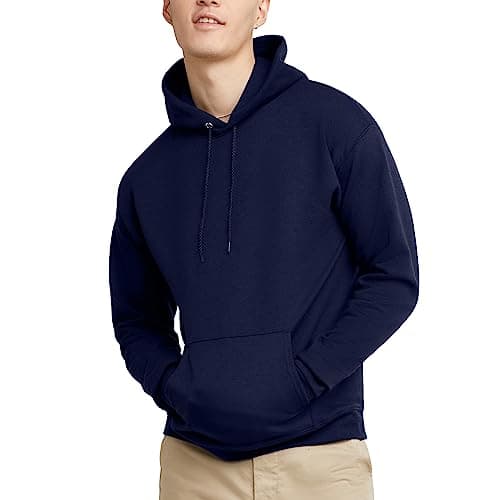 Hanes Men's Pullover EcoSmart Hooded Sweatshirt, Navy, Large - Image 1