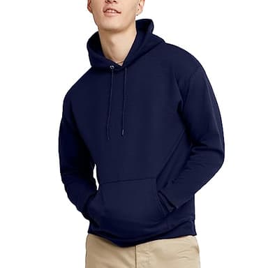 Hanes Men's Pullover EcoSmart Hooded Sweatshirt, Navy, Large - Image 1