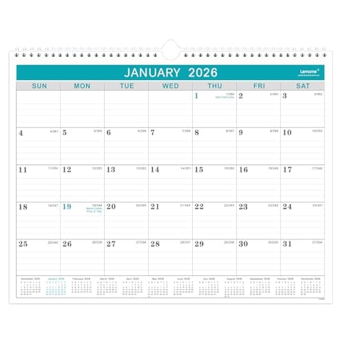 Calendar 2026, 12 Months from January 2026 to December 2026,11.5" x 14.6", with Julian Date - Image 1