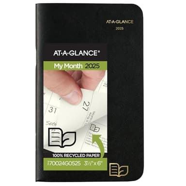 AT-A-GLANCE 2025-2026 Planner, 3-1/2" x 6", Pocket Size, 2 Year Planner, Recycled, Black (70024G0525) - Image 1