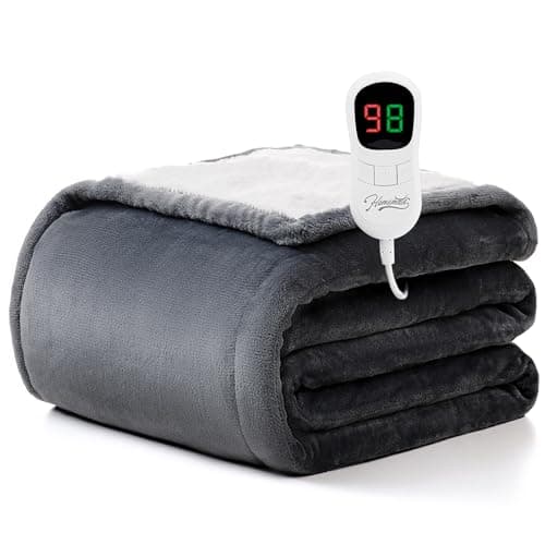 Homemate Electric Heated Blanket Twin Size - 62"x84" Heating Blanket Twin Size 1/2/4/6/8 Hours Auto-Off 10 Heat Level Over-Heat Protection Flannel Sherpa ETL Certification - Image 1