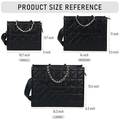 Chinllo Tote Bag for Women Quilted Chains Stachel Purse and Handbags with Shoulder Strap (E.Black-M) - Image 3
