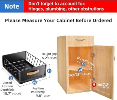 Pull out Cabinet Organizer Fixed with Adhesive Nano Film,Heavy Duty Slide out Pantry Shelves Drawer Storage,Sliding Mesh Cabinet Basket with Handle for Kitchen, Bathroom,Home, 9.8"WX 15.7"D X 6.2"H - Image 2