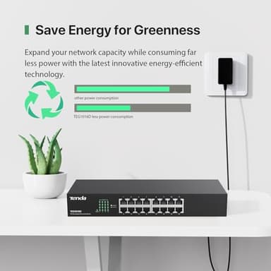 Tenda TEG1016D, Unmanaged 16 Port Gigabit Switch, Rackmount Ethernet Switch, Plug & Play, Fanless & Metal Design Network Switch, Limited Lifetime Protection - Image 5