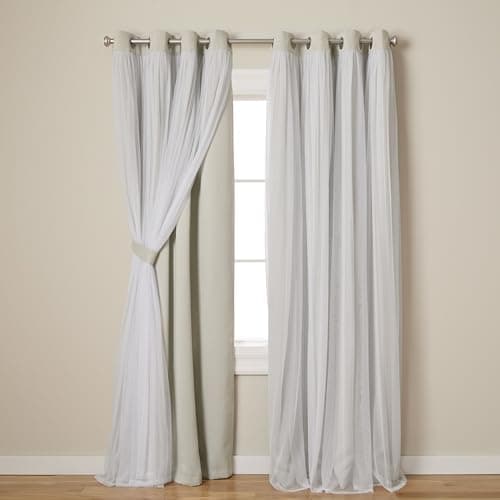 TOWN & COUNTRY LUXE Talia Double Layer Indoor Curtains, Sheer and Room Darkening Blackout, Grommet Top, Energy Efficient, 2-Pack Set, 52"W x 120"L (Pack of 2), Cloud Grey 2 Count - Image 1