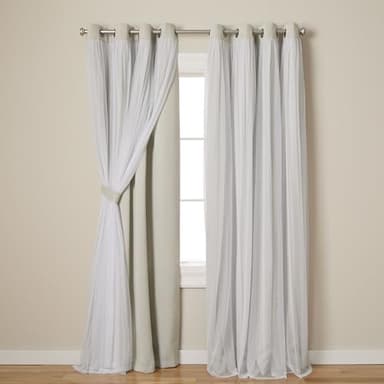 TOWN & COUNTRY LUXE Talia Double Layer Indoor Curtains, Sheer and Room Darkening Blackout, Grommet Top, Energy Efficient, 2-Pack Set, 52"W x 120"L (Pack of 2), Cloud Grey 2 Count - Image 1