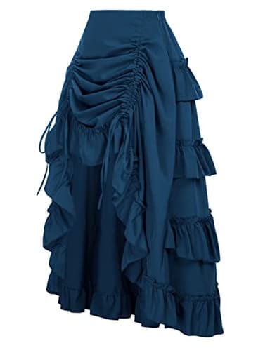 Scarlet Darkness Blue Skirt for Women High Waist Ruffle Skirt Renaissance Skirt Blue S - Image 2