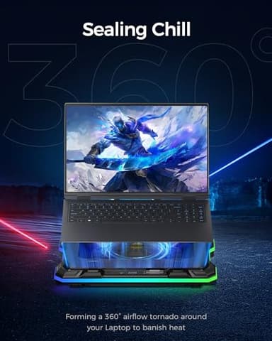 KeiBn Gaming Laptop Cooling Pad, Laptop Cooling Stand with 5.5inch External Cooling Fan, Rapid Cooling Laptop 15.6-19.3inch, Infinitely Variable Speed, 8 Height Stands, 4 USB Ports, Blue - Image 3