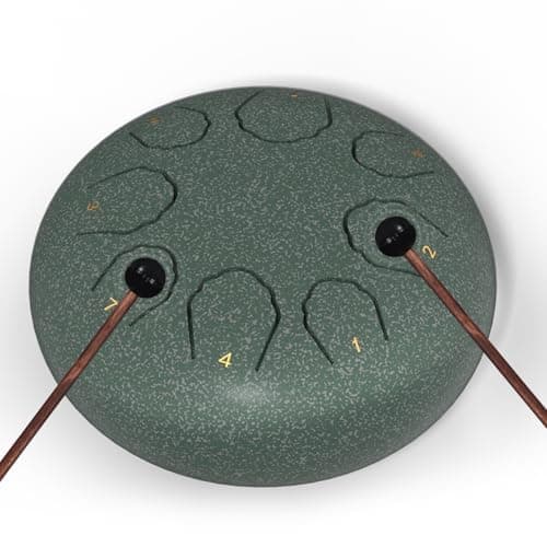Rain Drum for Outside Garden, 6 Inches 8 Notes Steel Tongue Drum, Outside Garden Rain Chime, Chakra Drum for Rain (Porcelain, 6 Inch) - Image 1