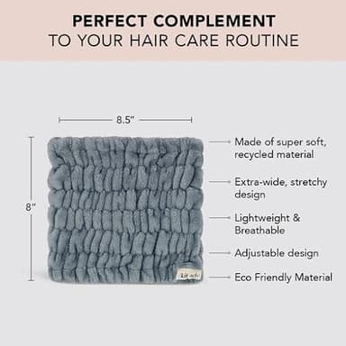 Kitsch Spa Headband for Women – Soft, Stretchy Skincare Headband for Washing Face, Makeup & Facials | Extra-Wide, Non-Slip for Beauty Routines & Self-Care - Misty Blue - Image 3