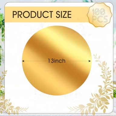 KesaPlan 100PCS Round Gold Placemats, 13" Disposable Paper Placemats for Dining Table, Mirrored Gold Charger Place Mat for Kitchen Banquet Table Setting Wedding Birthday Dinner Party Decor - Image 3