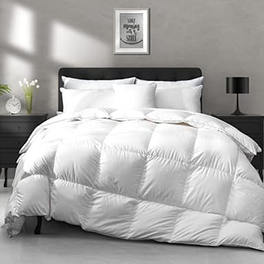 APSMILE All Season Down Feather Fibers Comforter Twin Size - Ultra-Soft High Fill-Power Hotel Collection Duvet Insert Fluffy Medium Warm Quilt Comforter with Corner Tabs(68x90, White) - Image 1