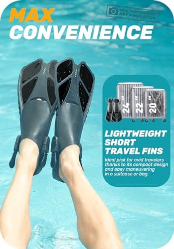 CAPAS Snorkel Fins, Swim Fins Travel Size Short Adjustable for Snorkeling Diving Adult Men Women Kids Open Heel Swimming Flippers - Image 6
