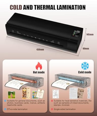 A3 Laminator Machine,13 Inch 9-in-1 Laminating Machine with Laminating Sheets,Thermal Laminator Hot & Cold with Fast Warm Technology for Home,Office or School Supplies,Black - Image 4