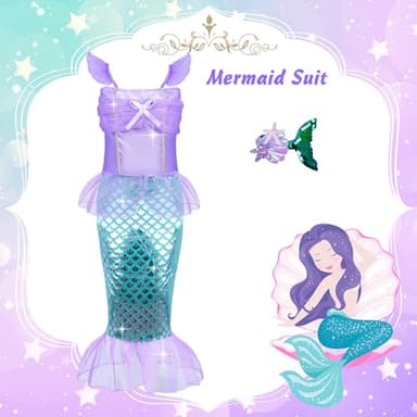 16 Pcs Princess Dress Up Clothes for Little Girl Role Play Costume Gift Set, Princess Mermaid Pretent Play Outfit Toys for Toddler Girls, Cosplay Birthday Party Gift for Girls Age 3 4 5 6 7 + Year Old - Image 5